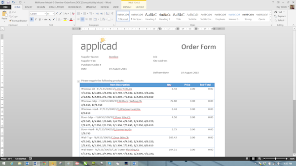 Materials order