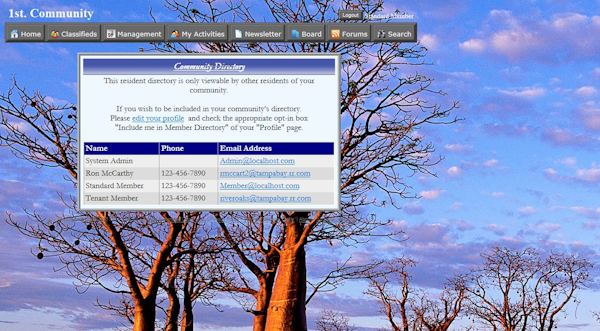 Directory screen