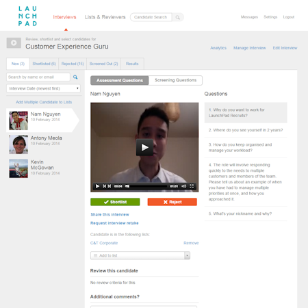 Candidate profile