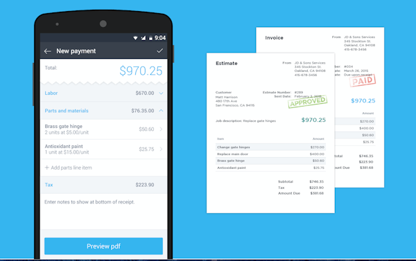 Mobile invoices and estimates