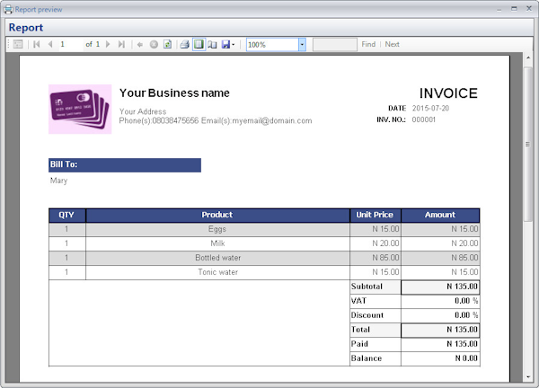 Custom invoices
