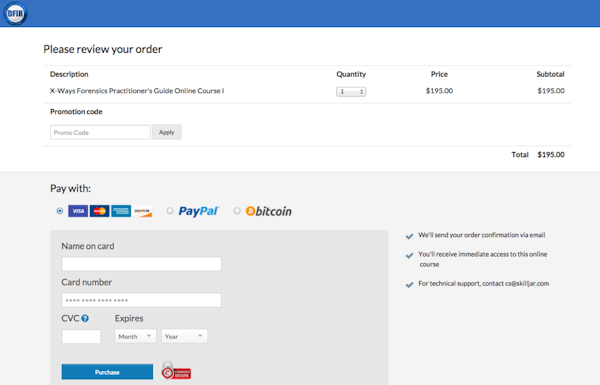 Order screen