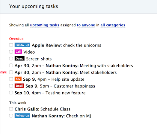 Upcoming tasks