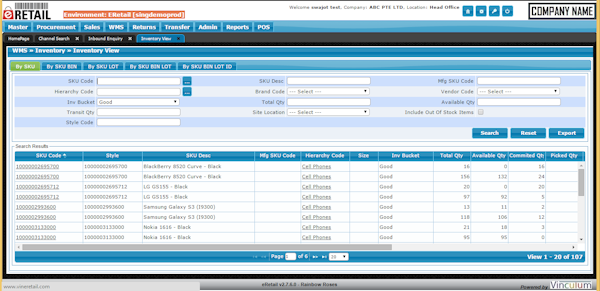 Inventory view