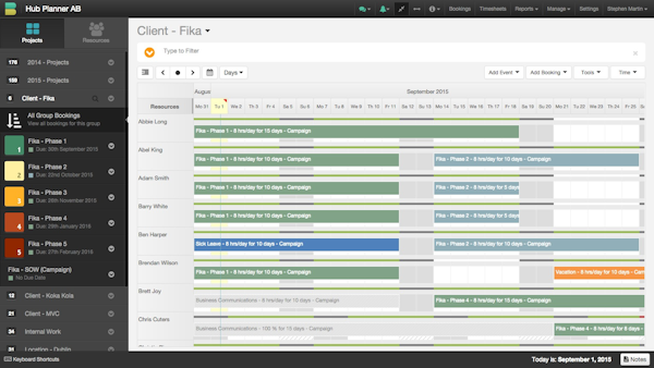 Project calendar