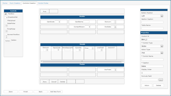 Order entry form