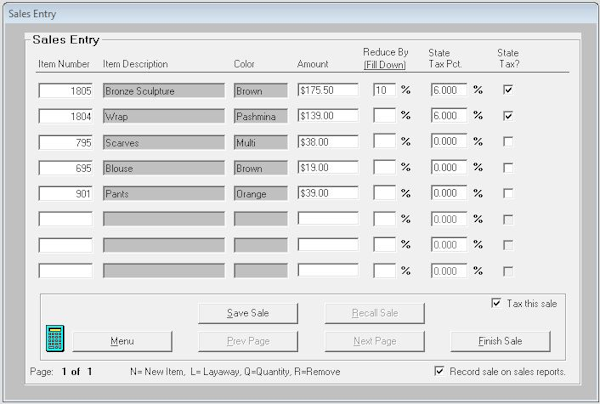 ConsignPro Make Sale Screen