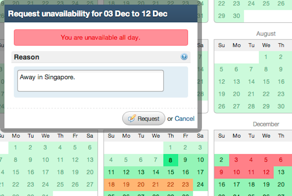 Unavailability requests