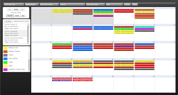 Work Order Calendar