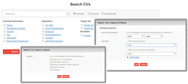 CV search tools