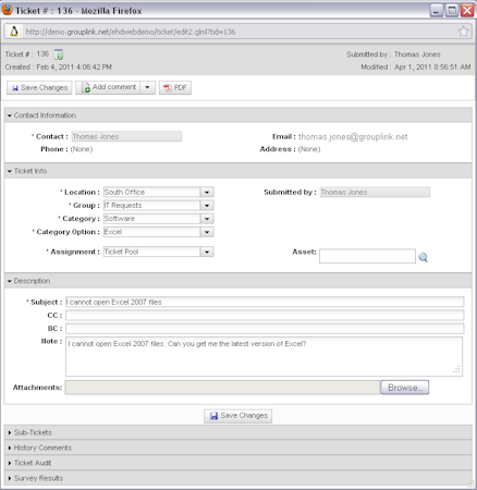 Ticket submission form
