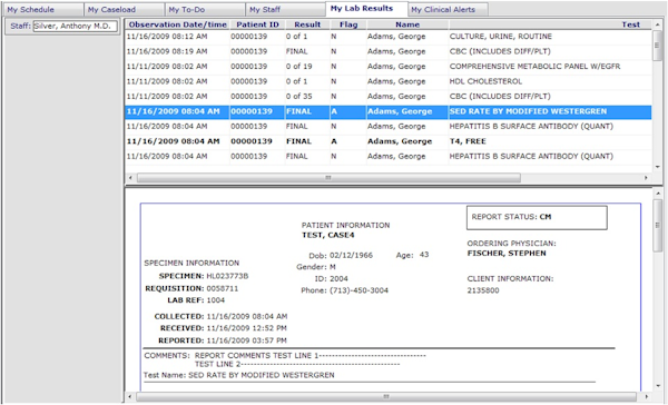 Caseload Manager - Lab Results