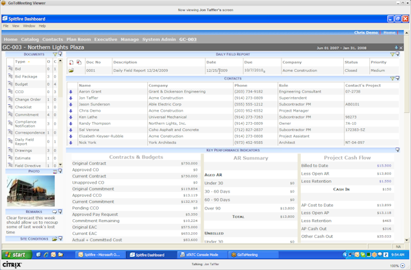 Main Project Level Dashboard