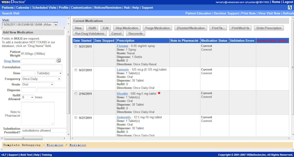WEBeDoctor's ePrescribing Module