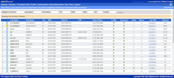 WEBeDoctor's Patient Database