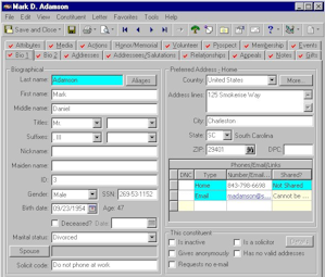 Image of the Raiser's Edge software user interface