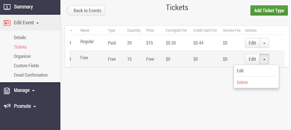 Multiple ticket types