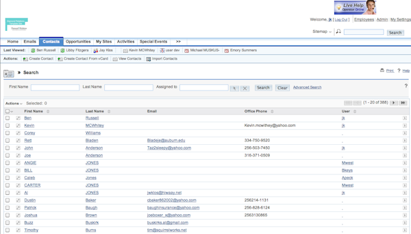 Easily view the company's contacts