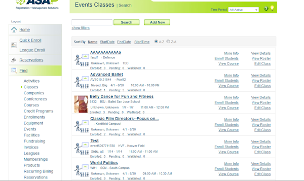 Events and classes