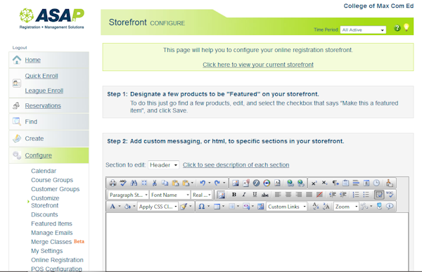 Storefront configuration