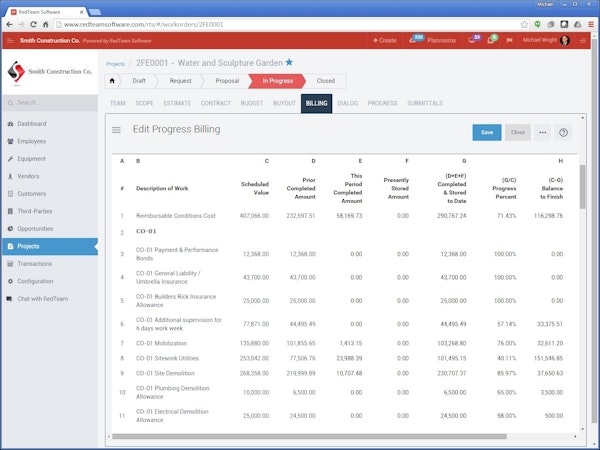 AIA-style progress billing