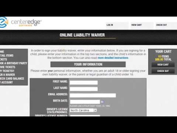 Online liability waiver