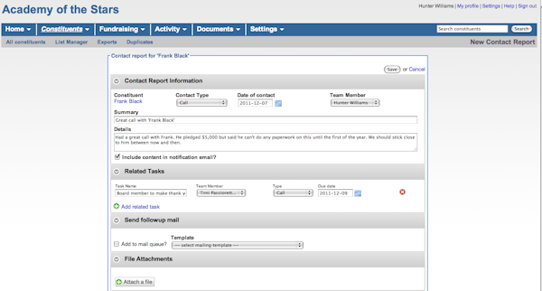 Contact report