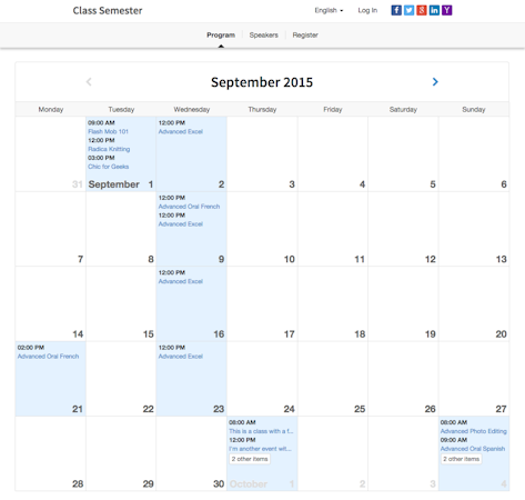 Calendar view