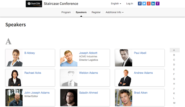 Speakers page