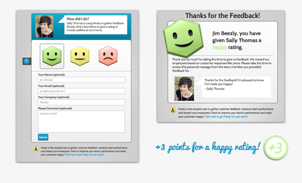 Get points for customer feedback