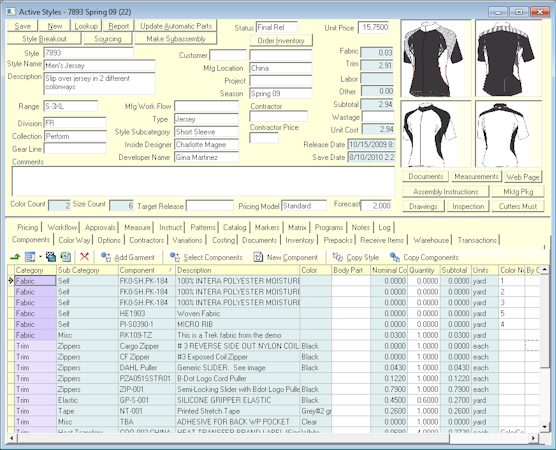 Style Costing and Development