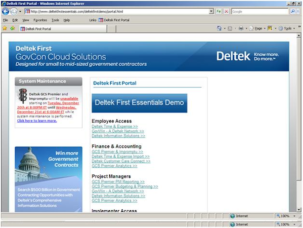 Deltek First - The Deltek First Portal