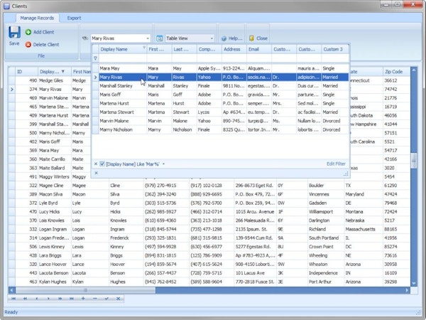 Client table view