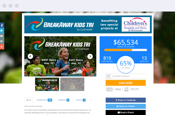 Create fundraising pages