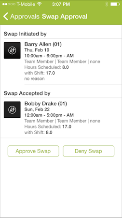 Approve swap