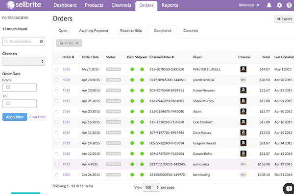 Sellbrite order management