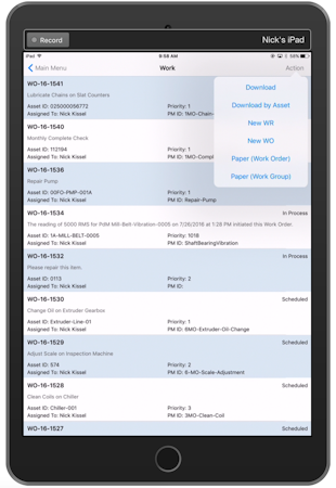 CMMS on a tablet