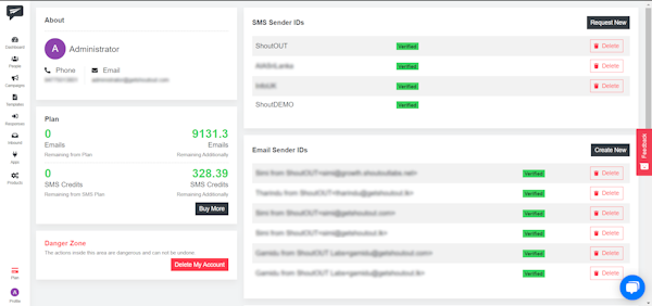 ShoutOUT CRM about screenshot