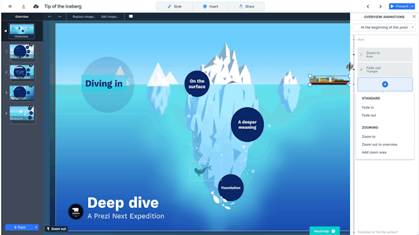Prezi Business add animations