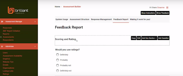 Brilliant Assessments feedback report screenshot
