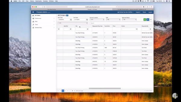 Pressero order management