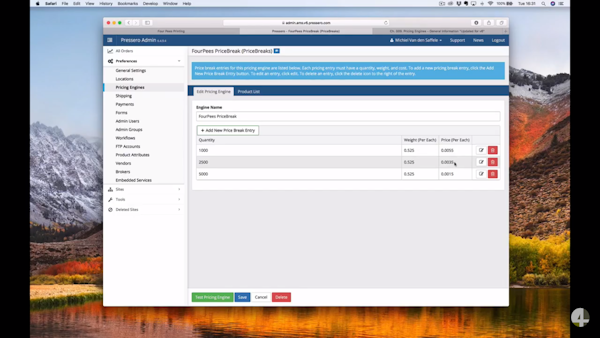 Pressero pricing engine