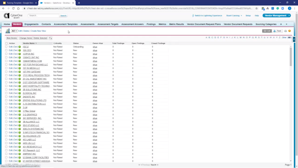 CyberOne vendor management