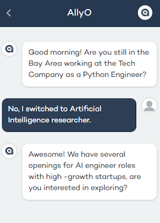 AllyO talent pool engagement screenshot