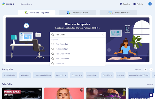 InVideo pre-made templates