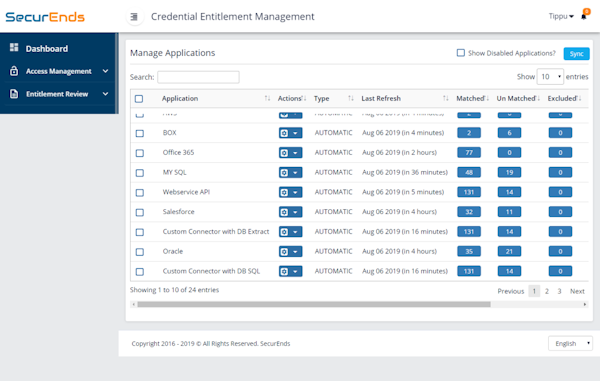 Manage application Dashboard