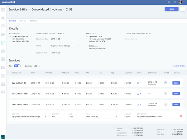 Send consolidated invoices