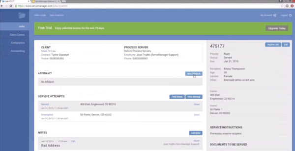 ServeManager affadavits