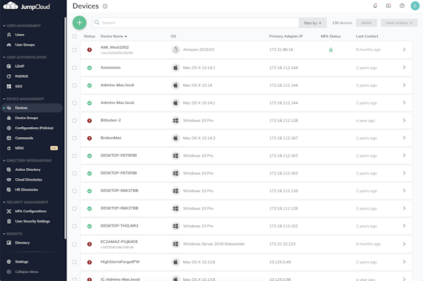 JumpCloud Directory-as-a-Service server management