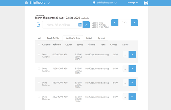 Shiptheory search shipments